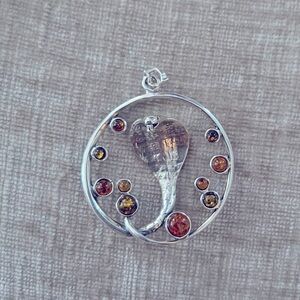 Sterling Silver and Amber snake pendent